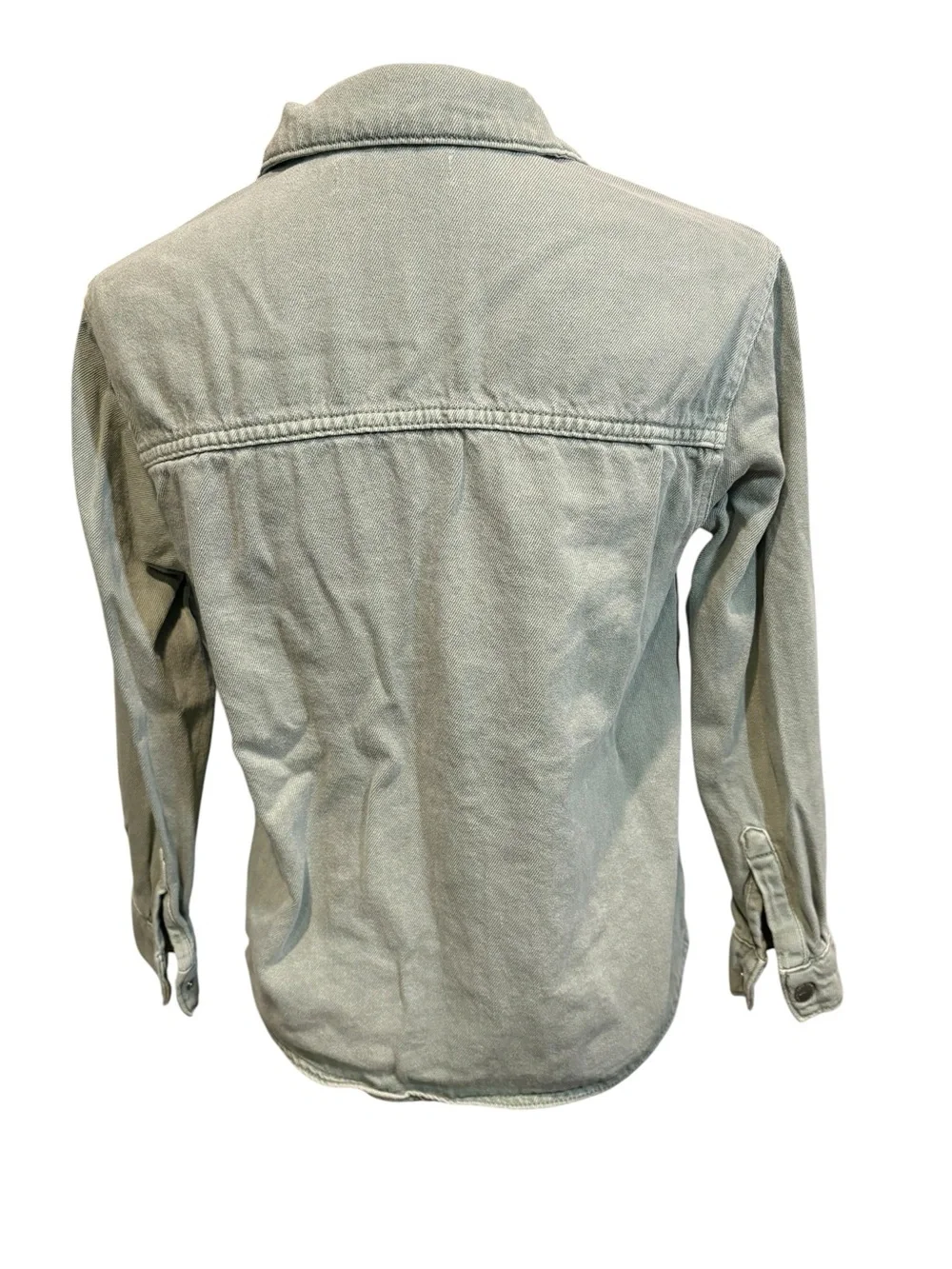 Zara Light Green Zip Up Denim Shirt Jacket.  Size 9/10